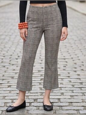 Maeve by Anthropologie The Margot Kick Flare Houndstooth Cropped Pants Size XS